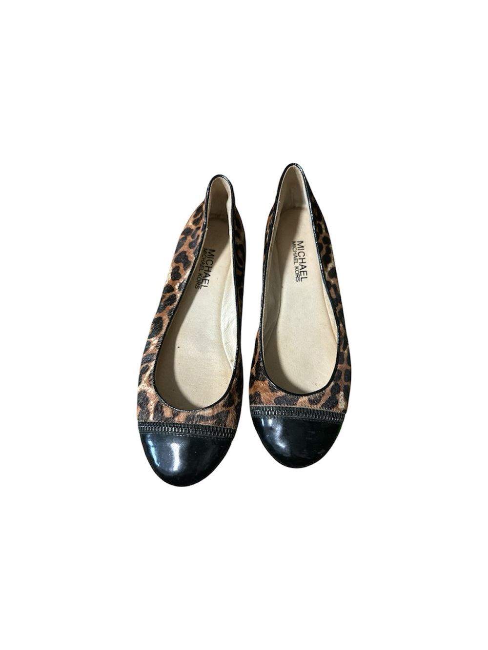 MICHAEL Michael Kors Leopard Print Ballet Flats with Black Cap Toe